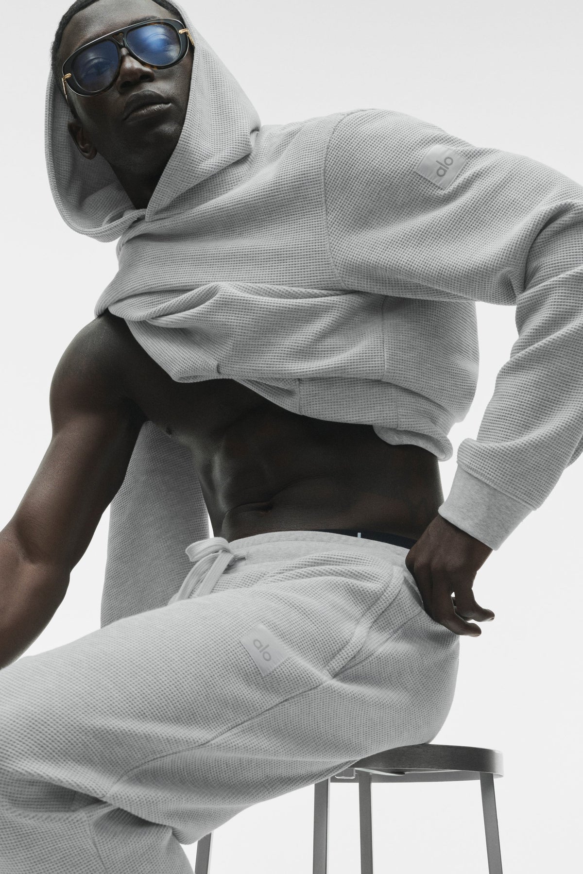 Pantalon de jogging de détente gaufré - Gris chiné sport