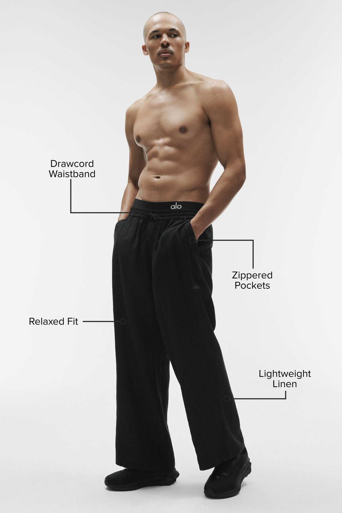 Pantalon droit Linen Days - Noir