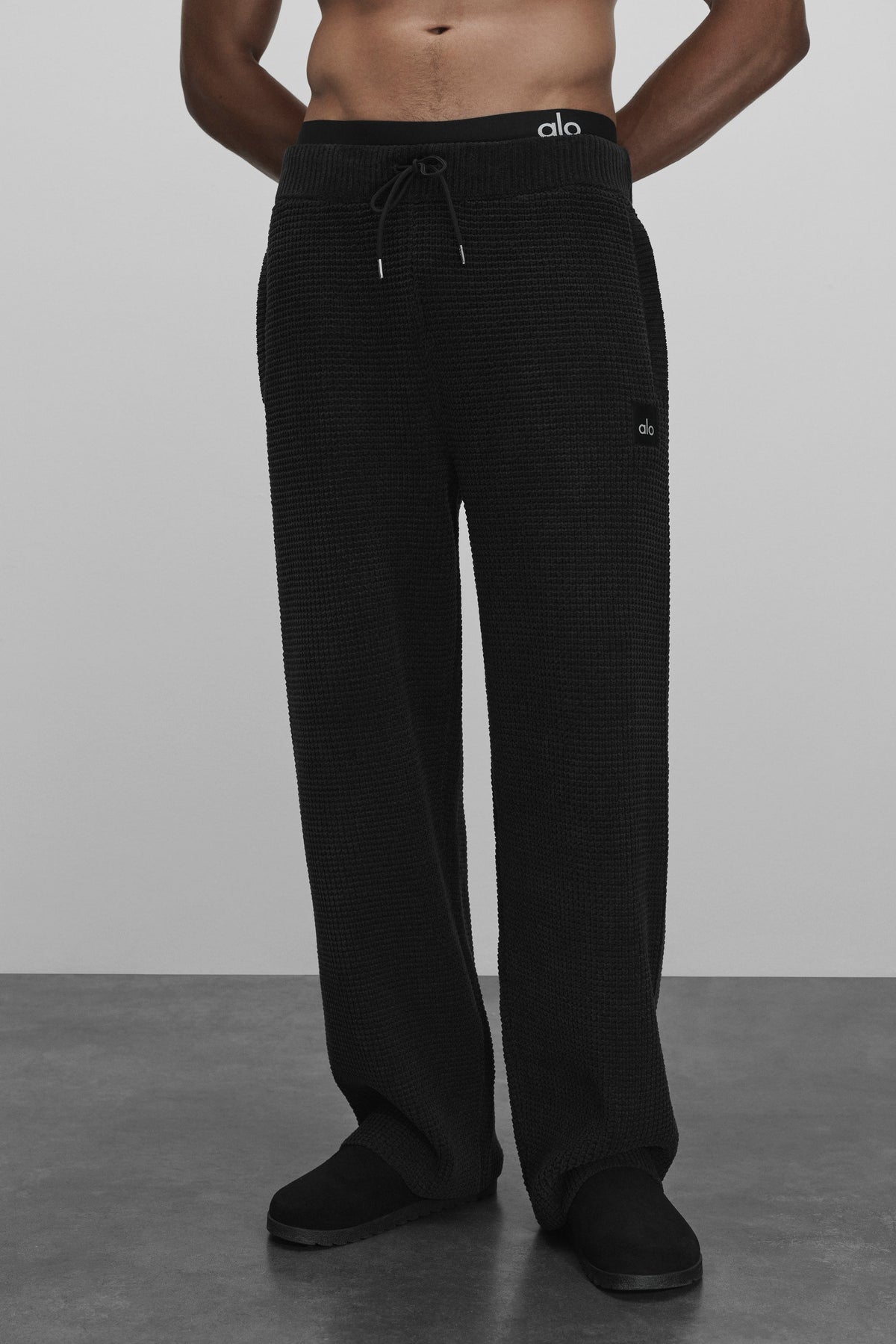 Pantalon droit Edition en chenille gaufrée - Noir