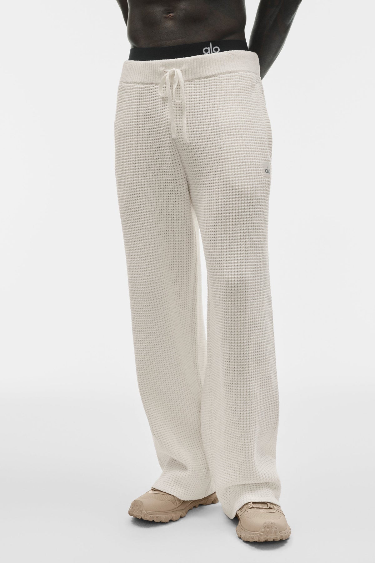 Pantalon droit Edition en chenille gaufrée - Ivoire