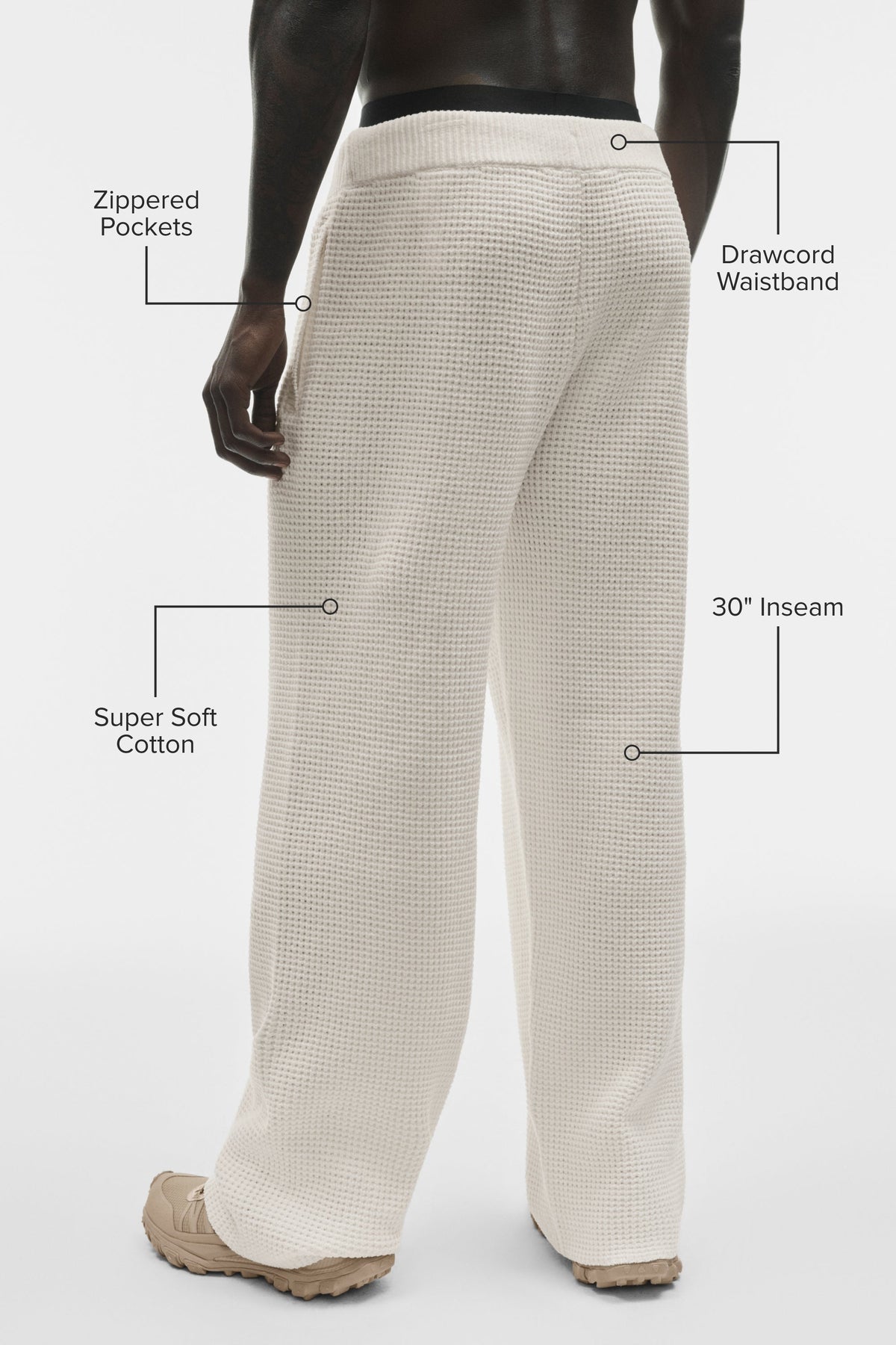 Pantalon droit Edition en chenille gaufrée - Ivoire