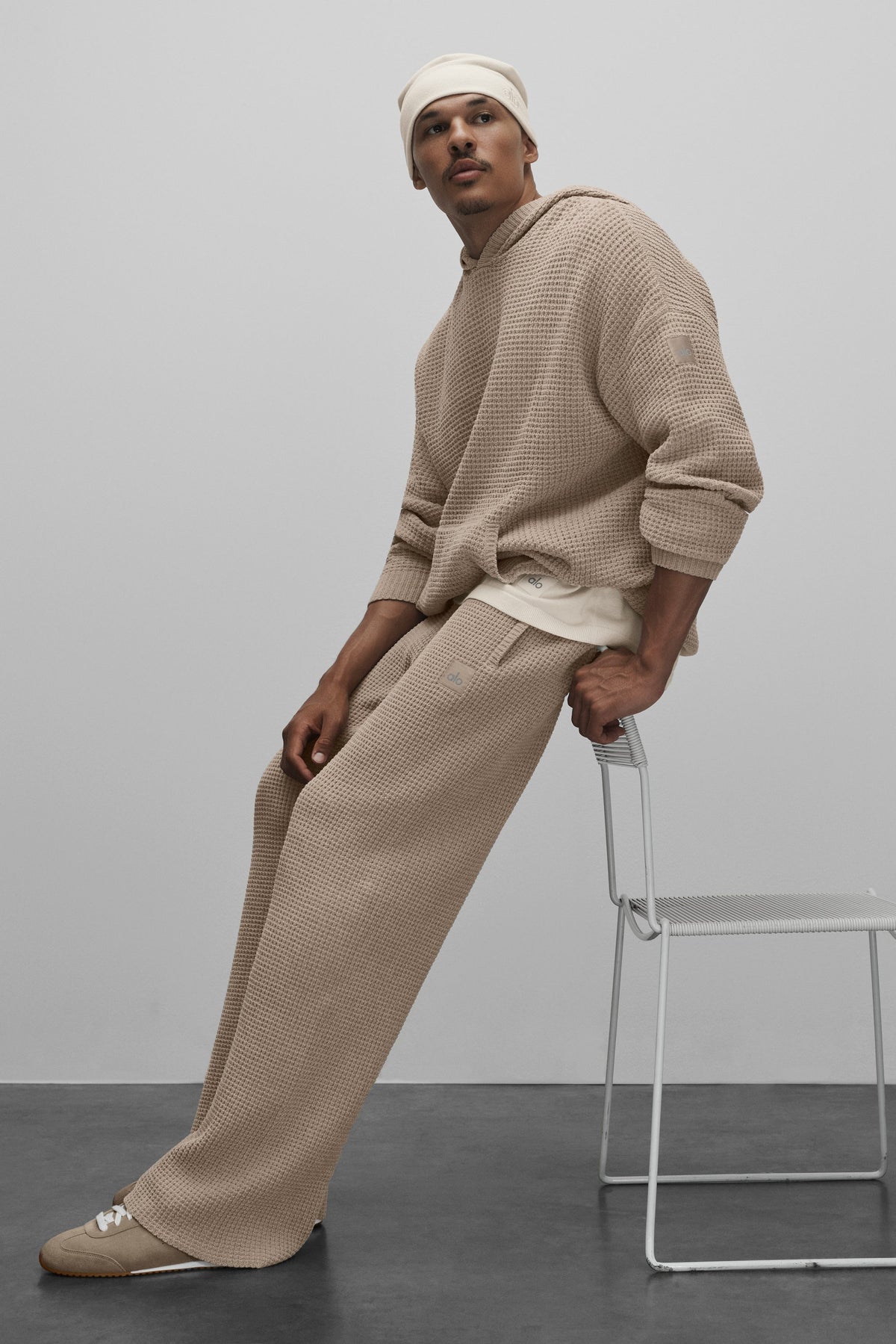 Pantalon droit Edition en chenille gaufrée - Gravier