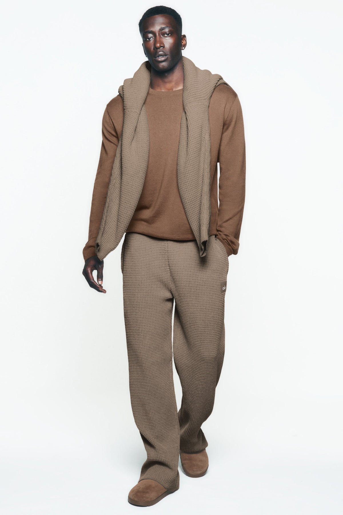 Pantalon droit Edition en chenille gaufrée - Gravier