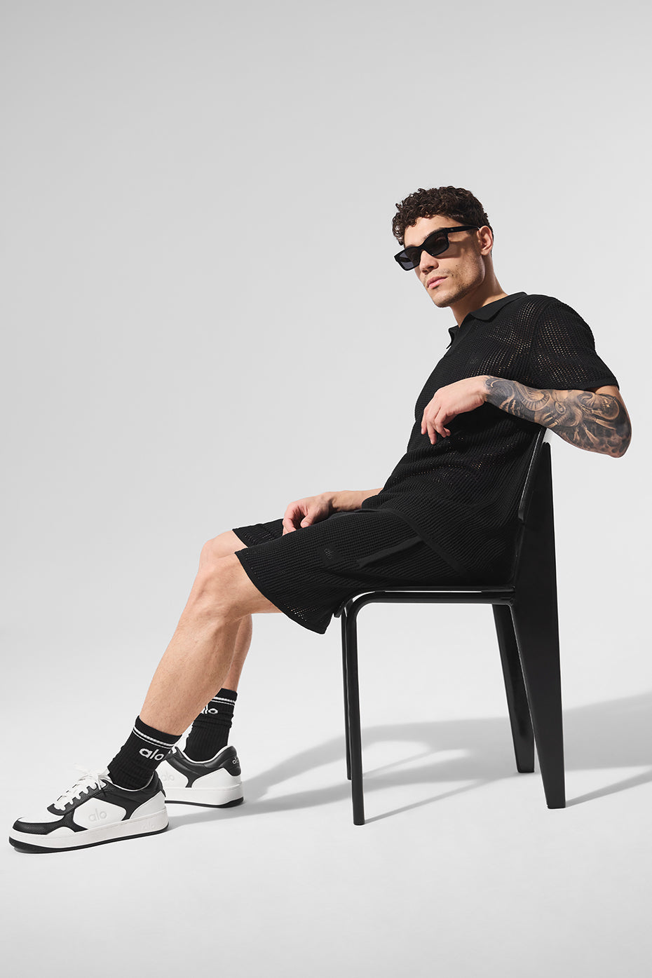 Short en maille ajourée - Noir