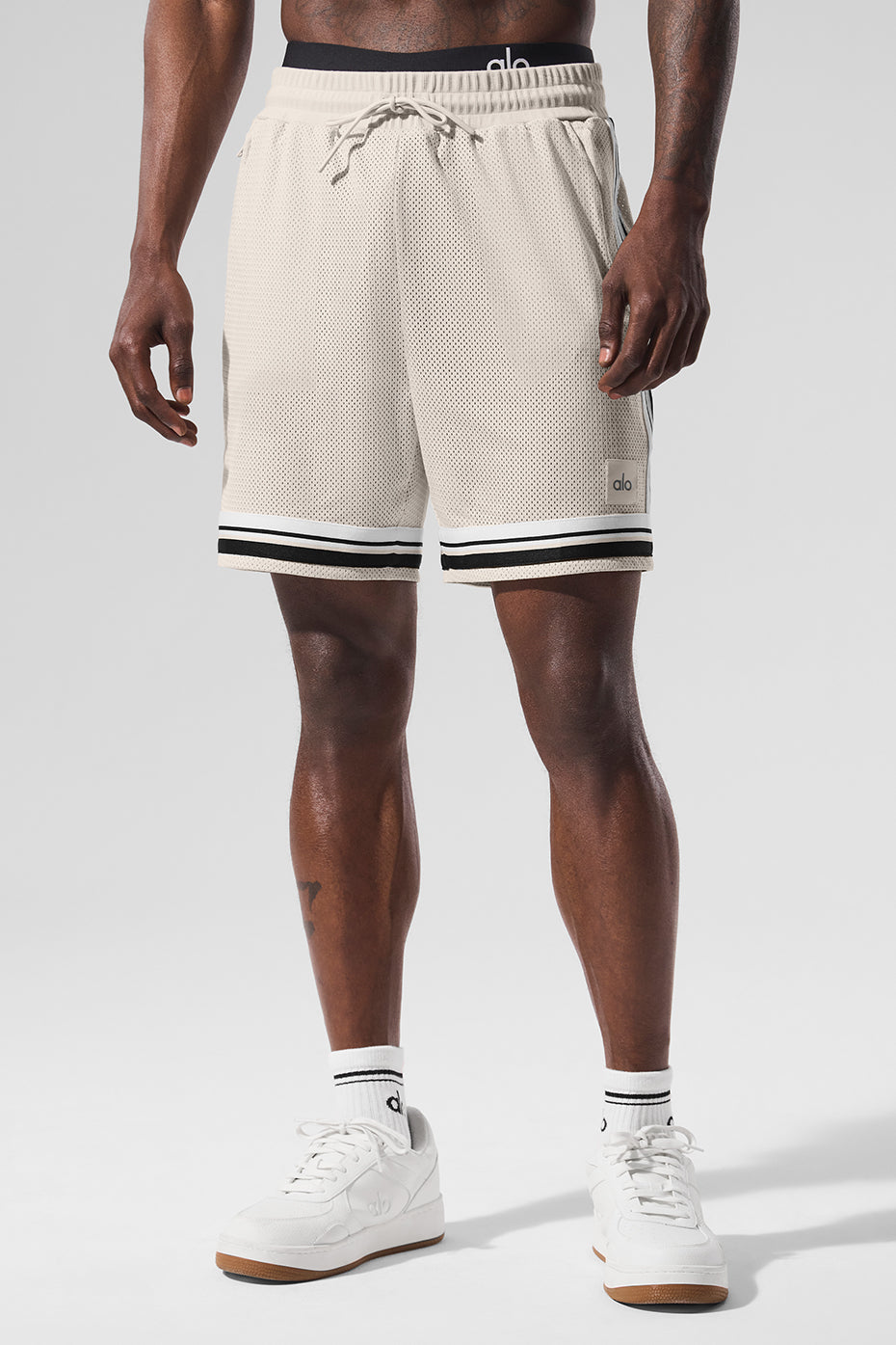 Short de basket Key de 7 pouces en résille - Écru