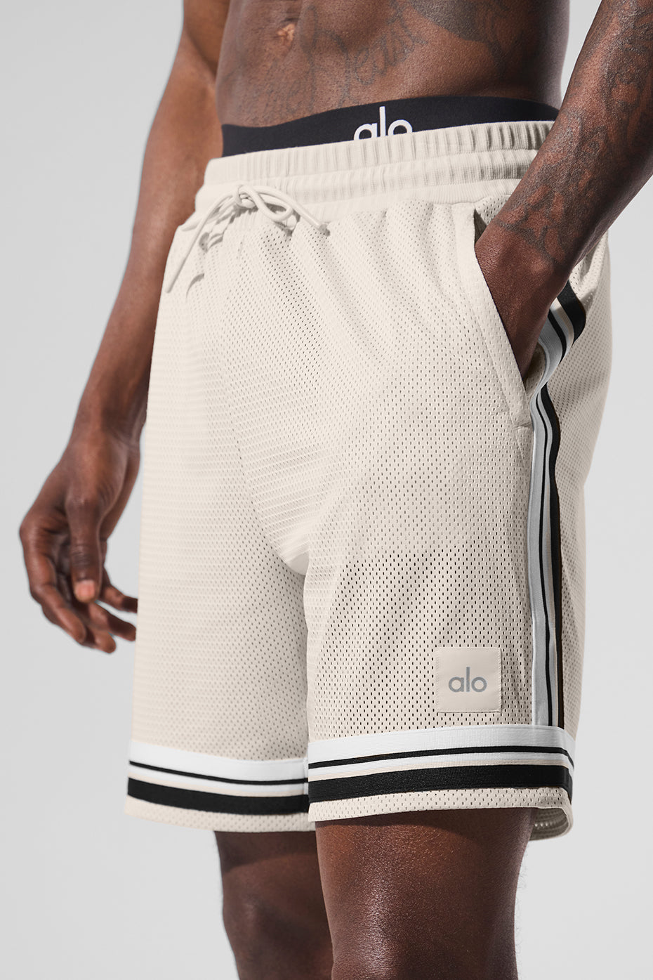 Short de basket Key de 7 pouces en résille - Écru