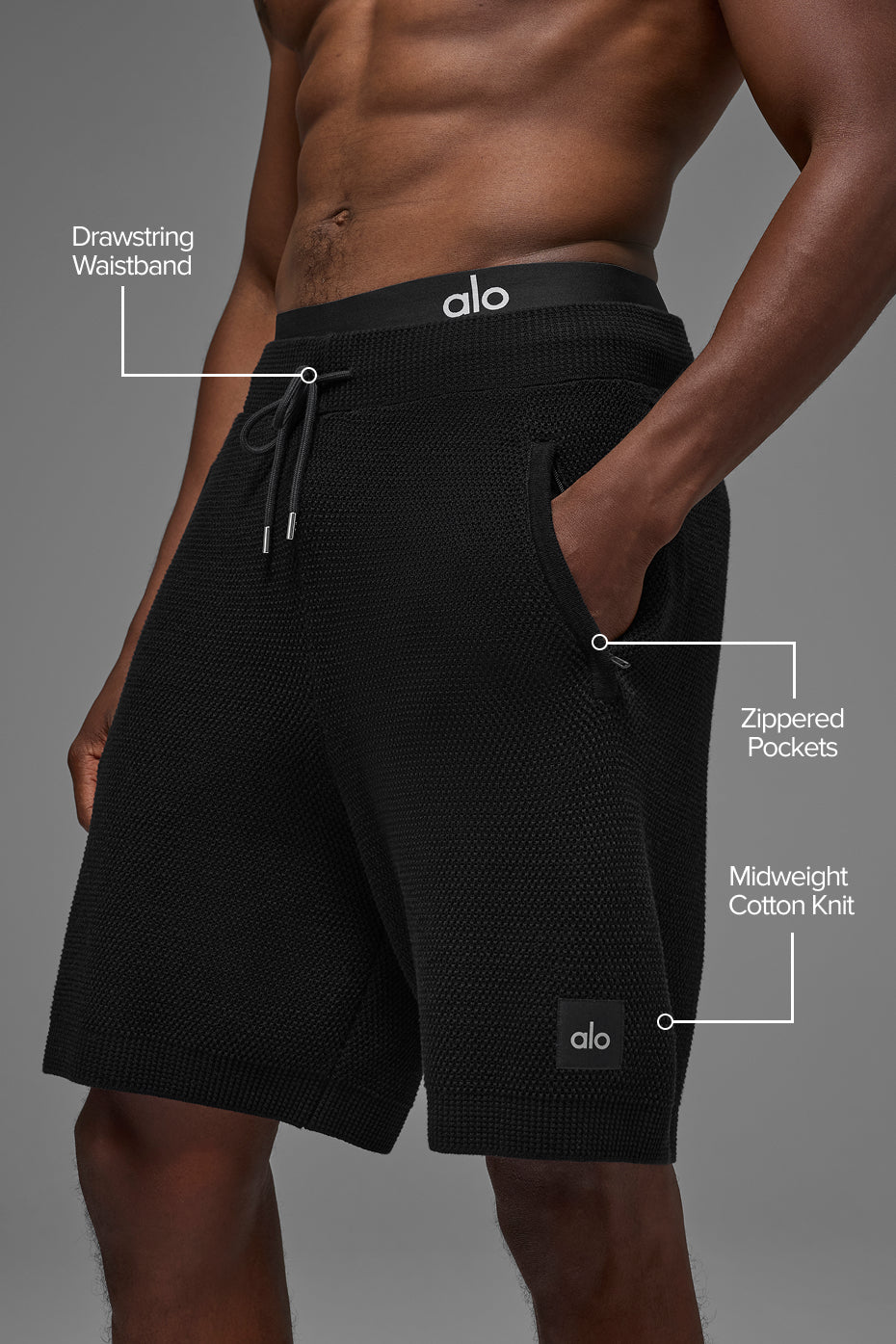 Short Sports Club de 7 pouces en maille - Noir