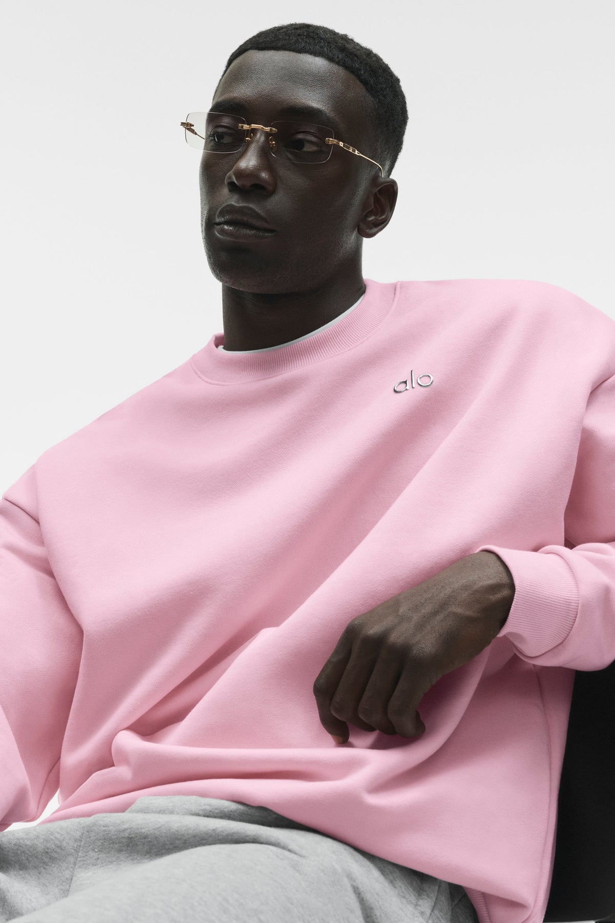 Sweat à col rond Accolade - Rose guimauve