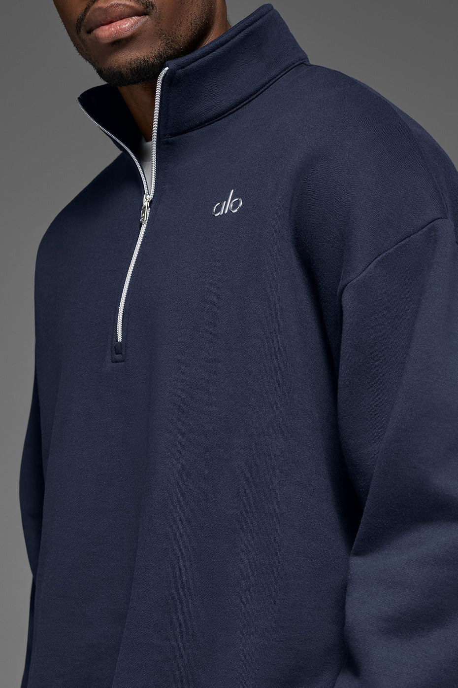 Pull à col zippé 1/4 Accolade - Bleu marine