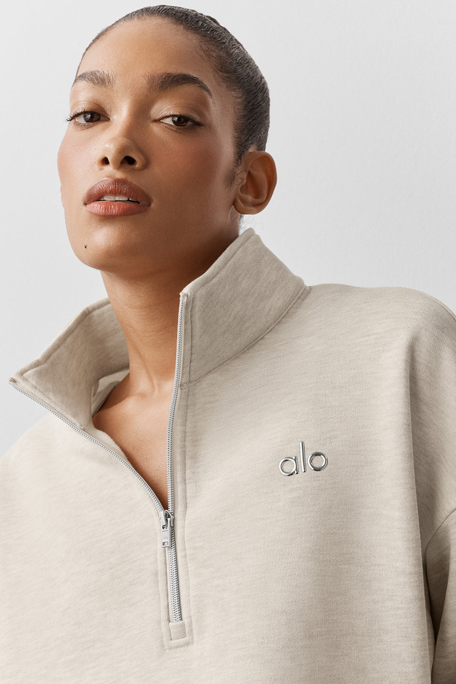 Pull à col zippé 1/4 Accolade - Flocons d’avoine chiné
