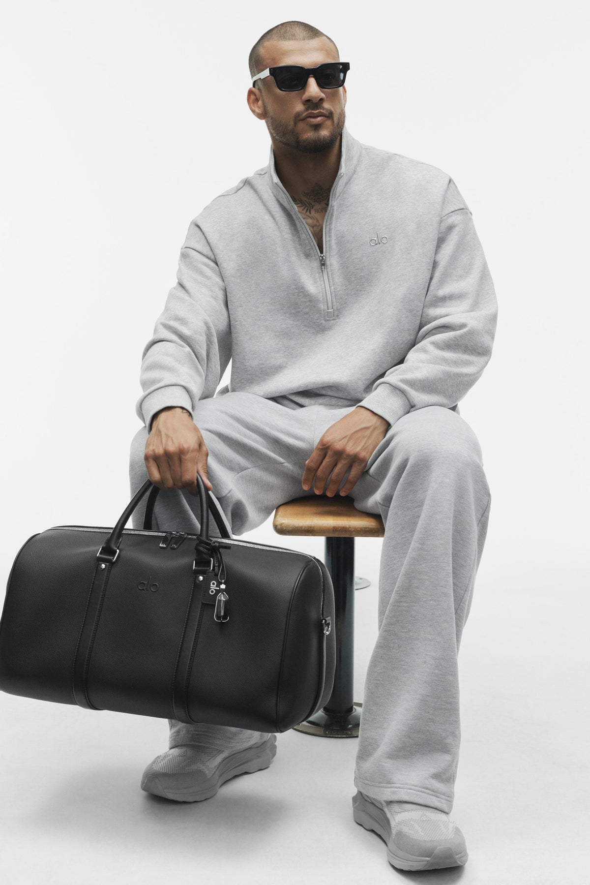 Pull à col zippé 1/4 Accolade - Gris chiné sport