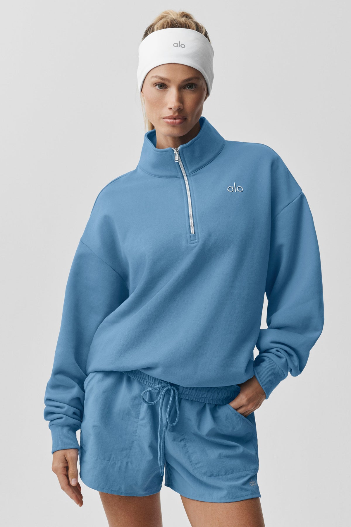 Pull à col zippé 1/4 Accolade - Bleu Californie