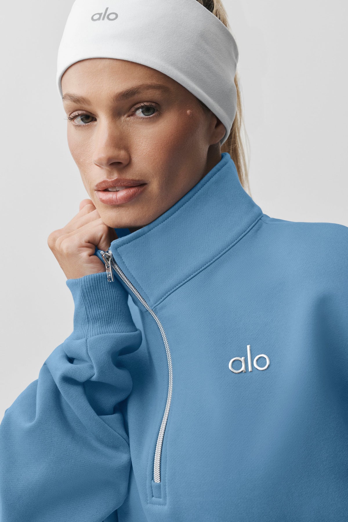 Pull à col zippé 1/4 Accolade - Bleu Californie