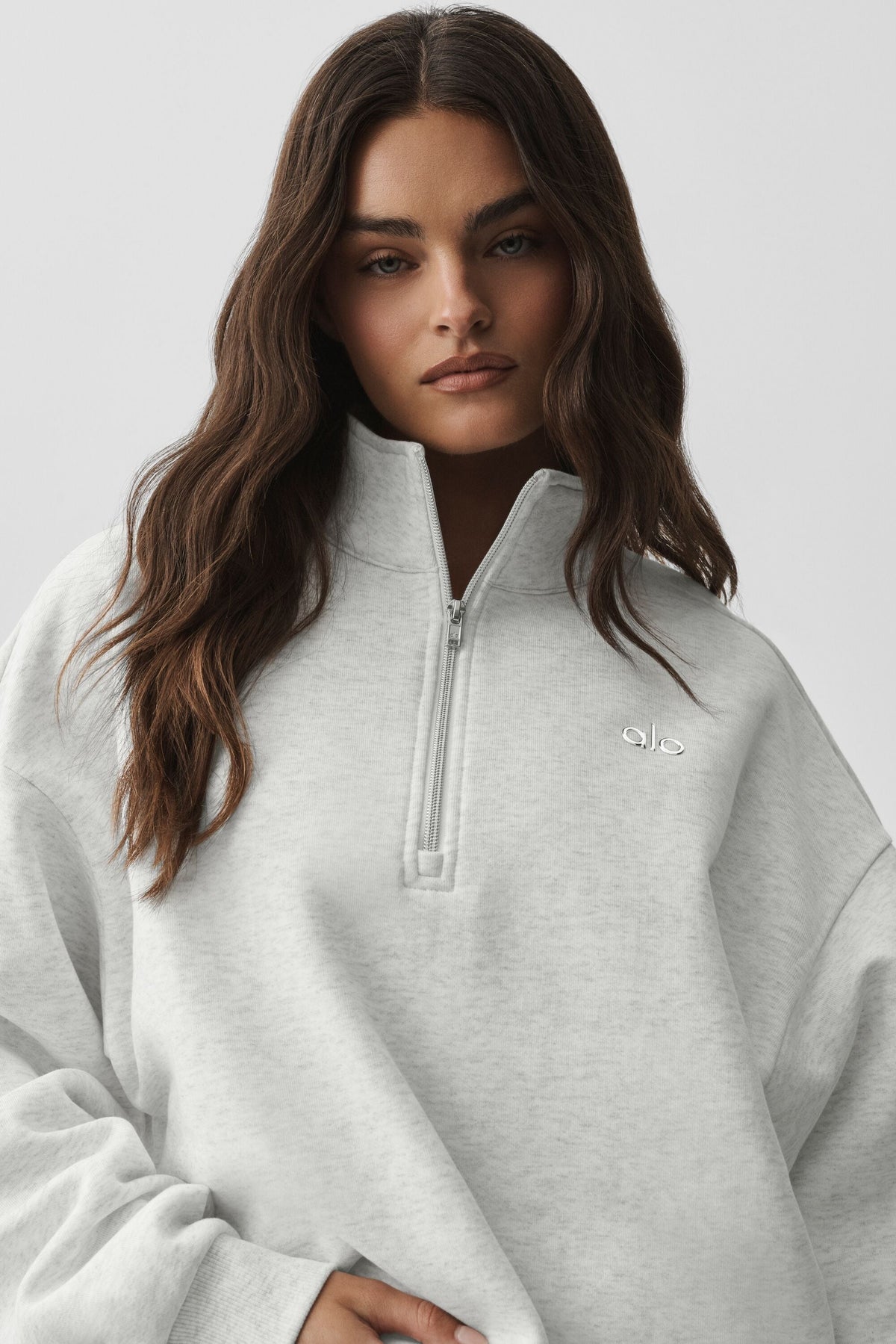 Pull à col zippé 1/4 Accolade - Blanc chiné