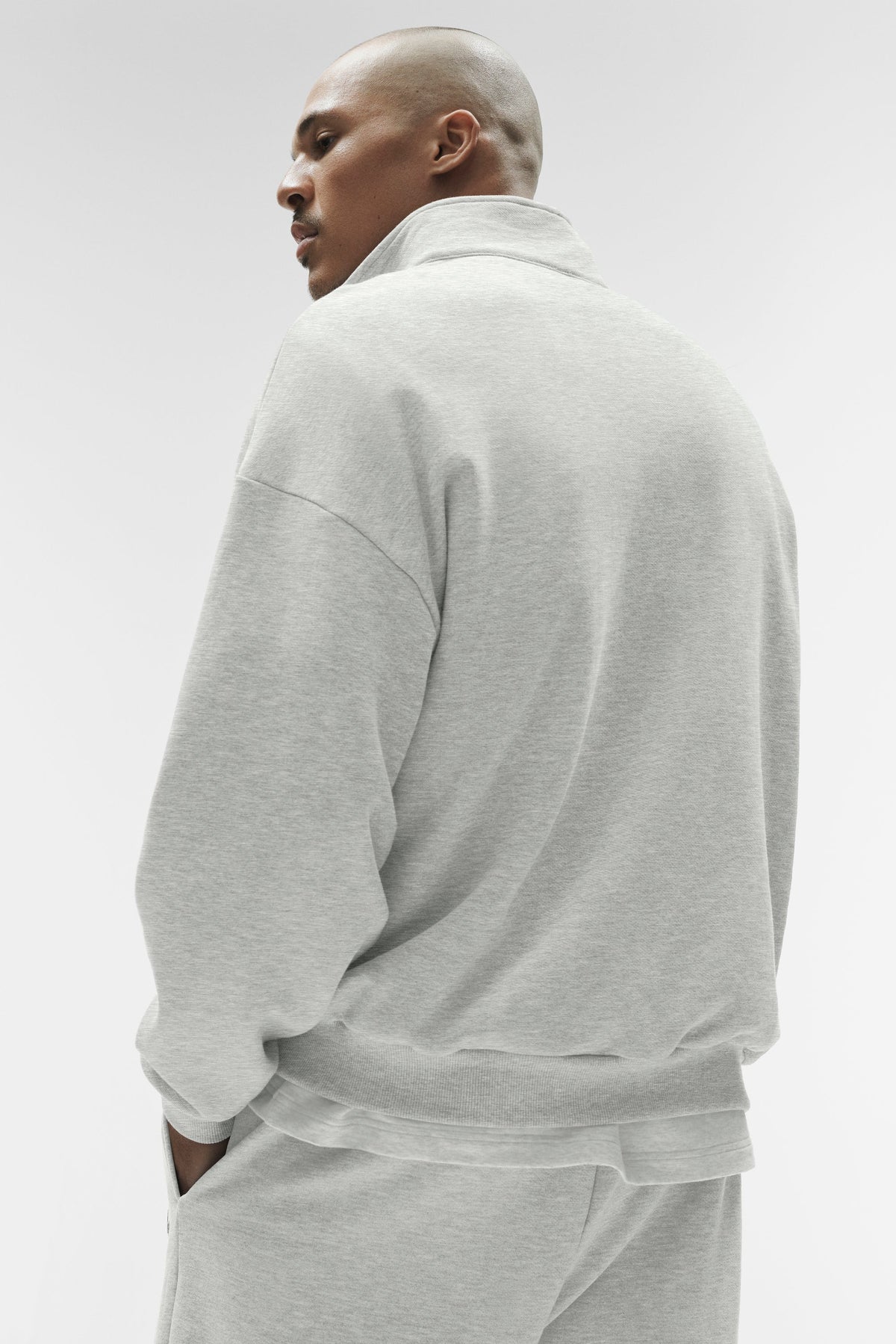 Pull à col zippé 1/4 Accolade - Blanc chiné