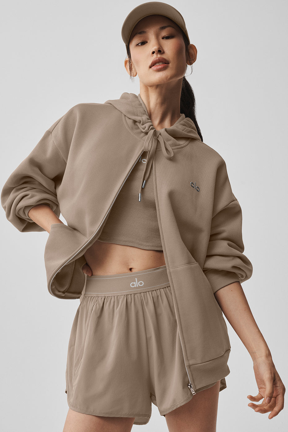 Sweat à capuche entièrement zippé Accolade - Gravier