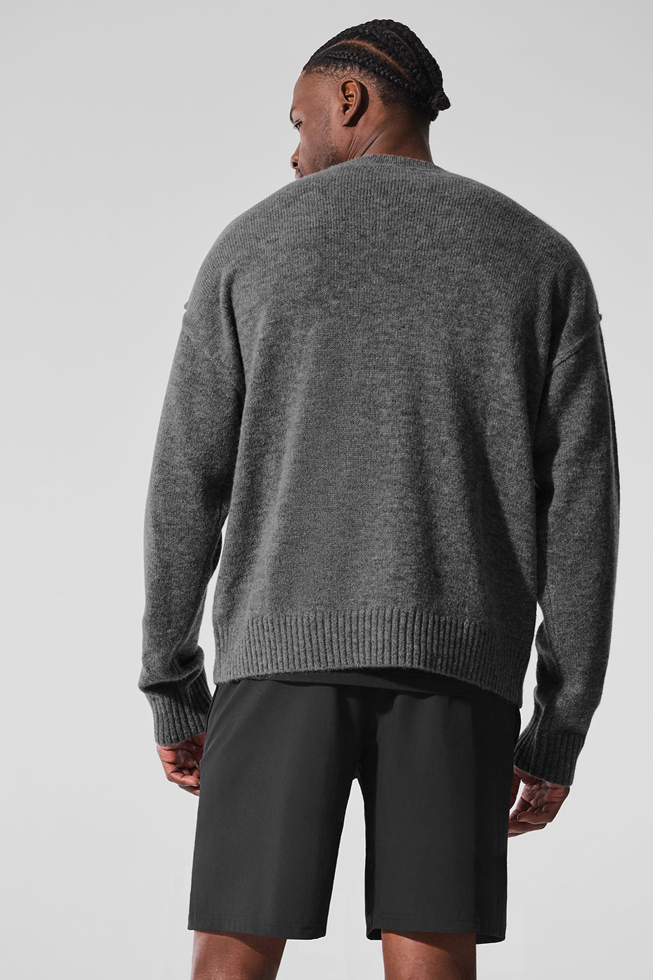 Pull unisexe à col rond New Class en laine et cachemire - Gris platine