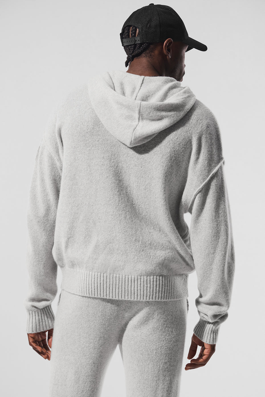 Sweat à capuche entièrement zippé New Class en laine et cachemire - Gris perle chiné