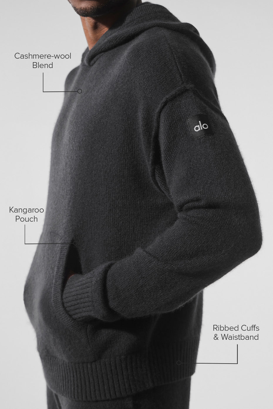 Sweat à capuche New Class en laine et cachemire - Noir