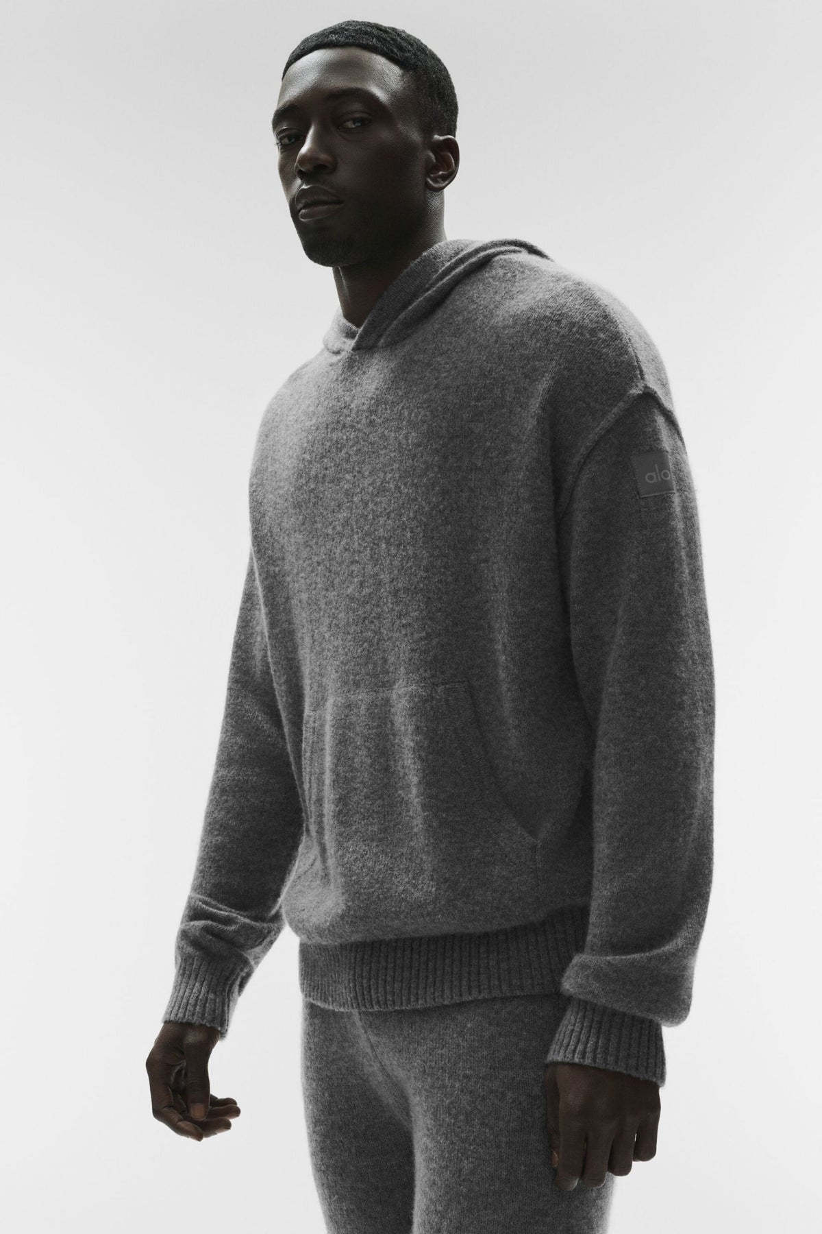 Sweat à capuche New Class en laine et cachemire - Gris platine