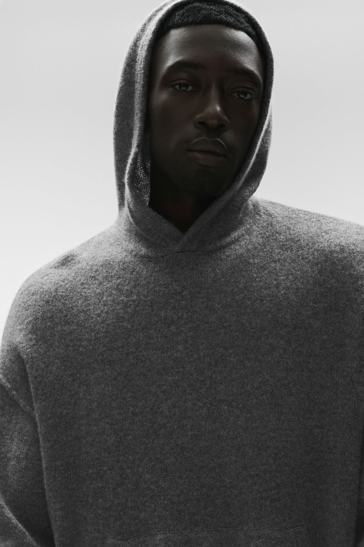 Sweat à capuche New Class en laine et cachemire - Gris platine