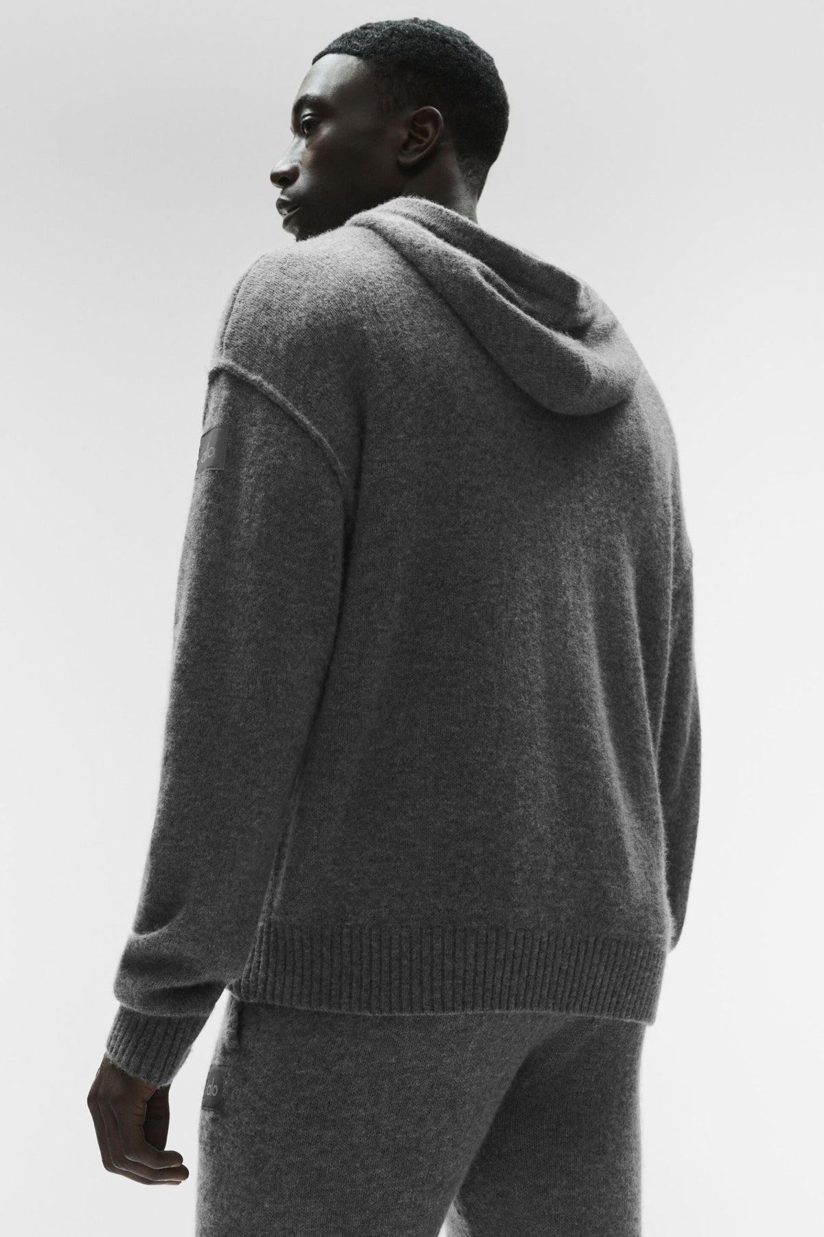 Sweat à capuche New Class en laine et cachemire - Gris platine