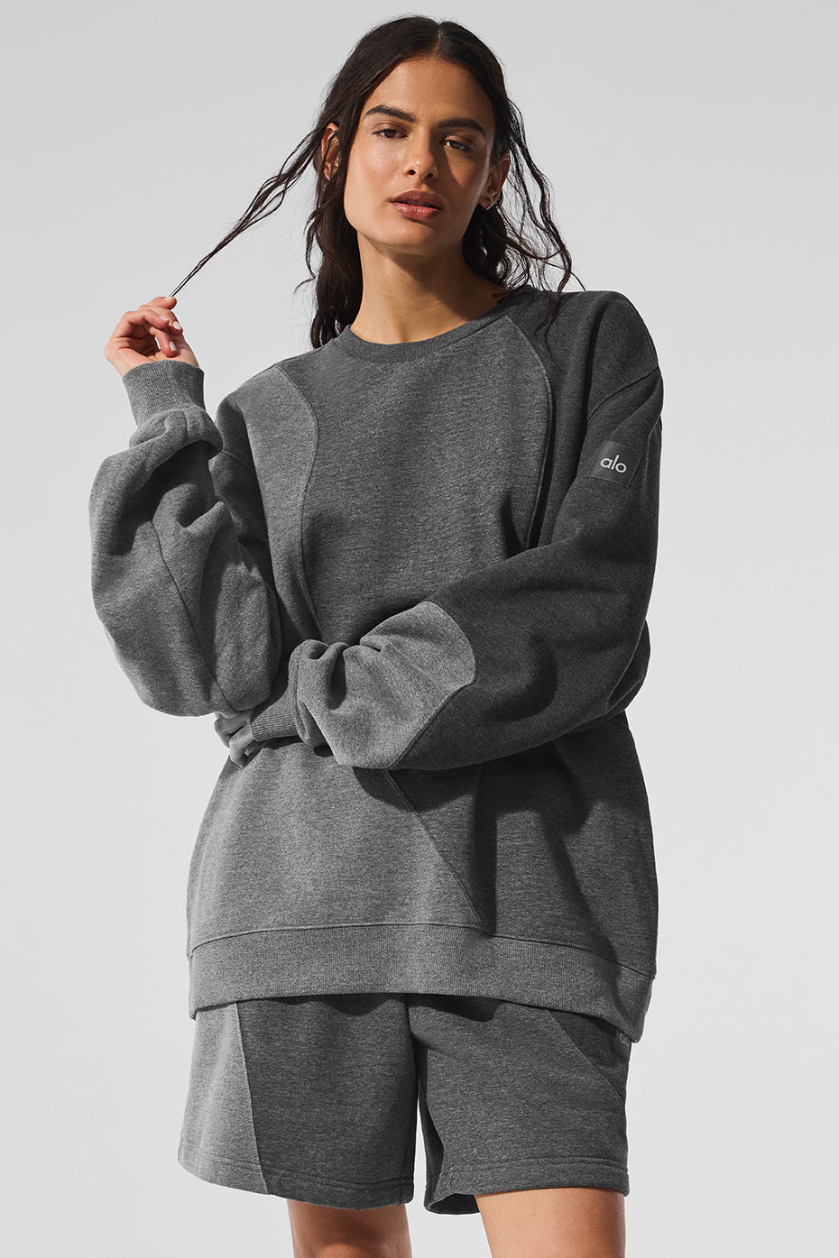 Pull à col rond Make Waves - Gris foncé chiné ton sur ton