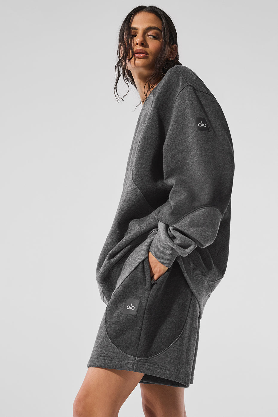 Pull à col rond Make Waves - Gris foncé chiné ton sur ton