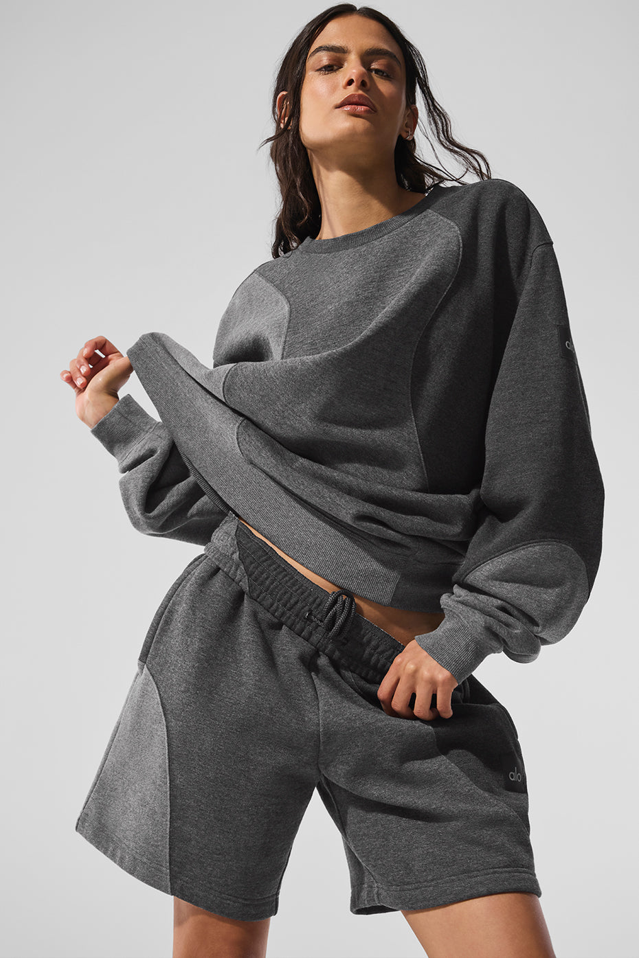 Pull à col rond Make Waves - Gris foncé chiné ton sur ton
