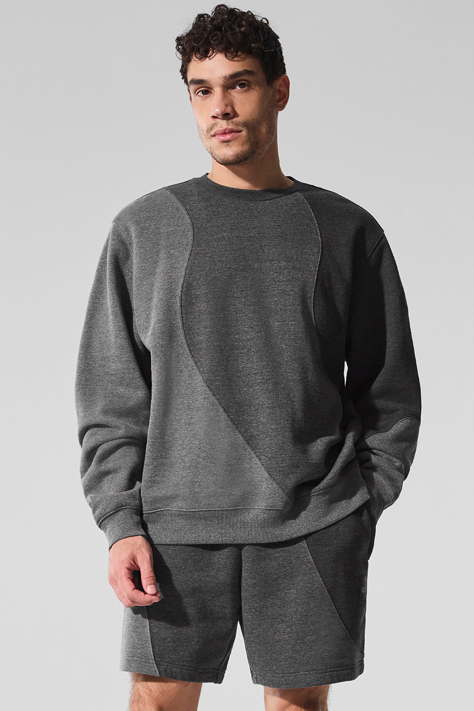 Pull à col rond Make Waves - Gris foncé chiné ton sur ton