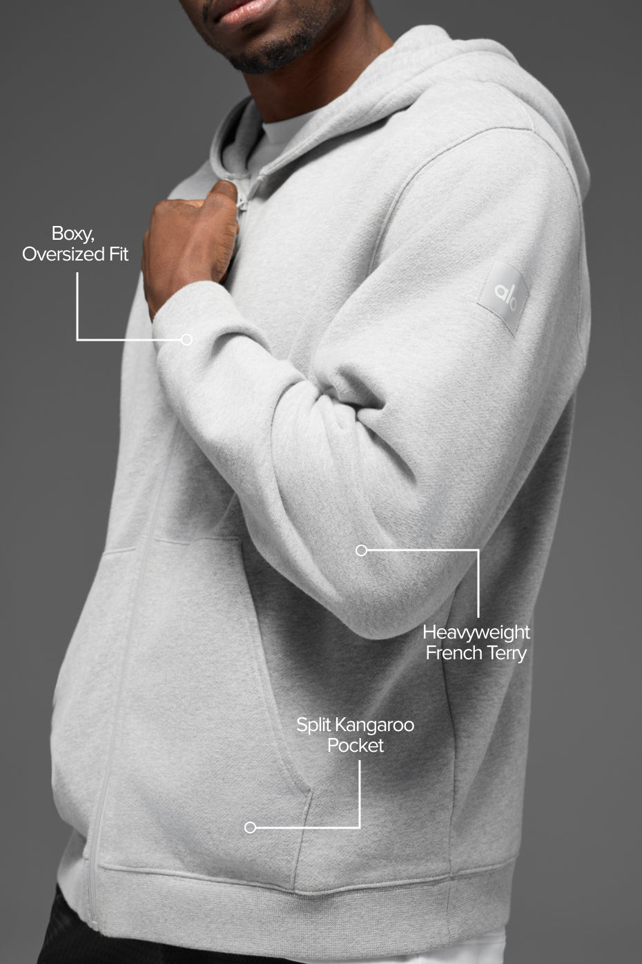Sweat épais à capuche entièrement zippé Renown - Gris chiné sport