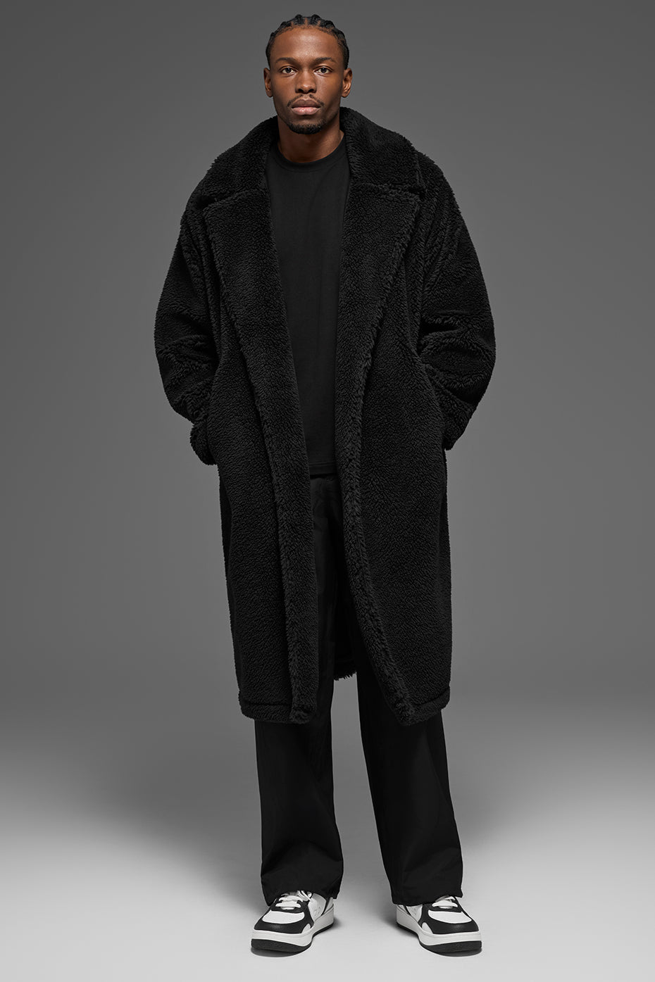 Trench ample en polaire sherpa - Noir