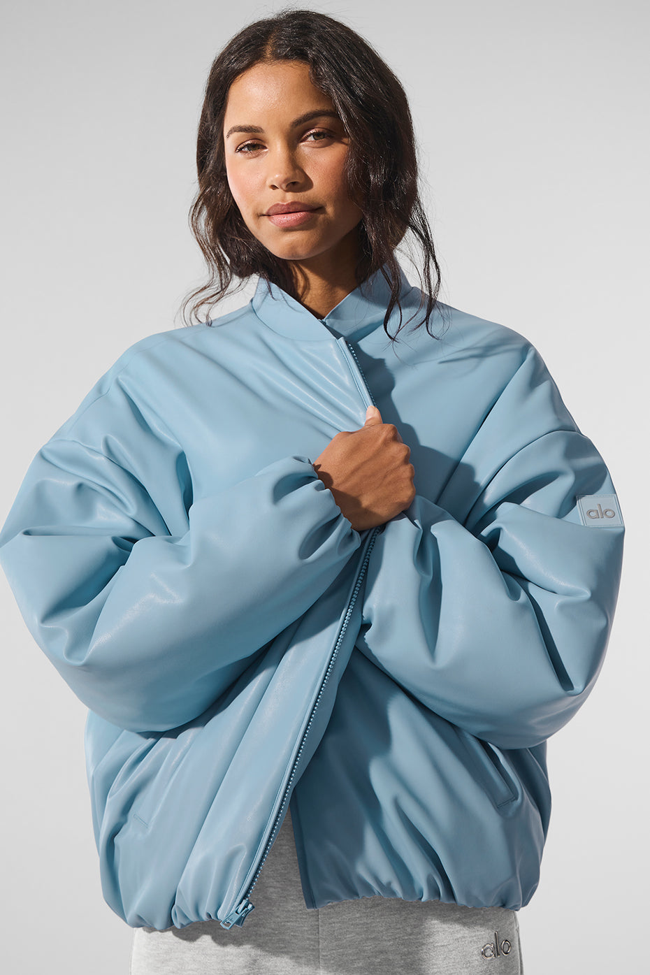 Blouson aviateur Premier en simili cuir - Bleu céleste