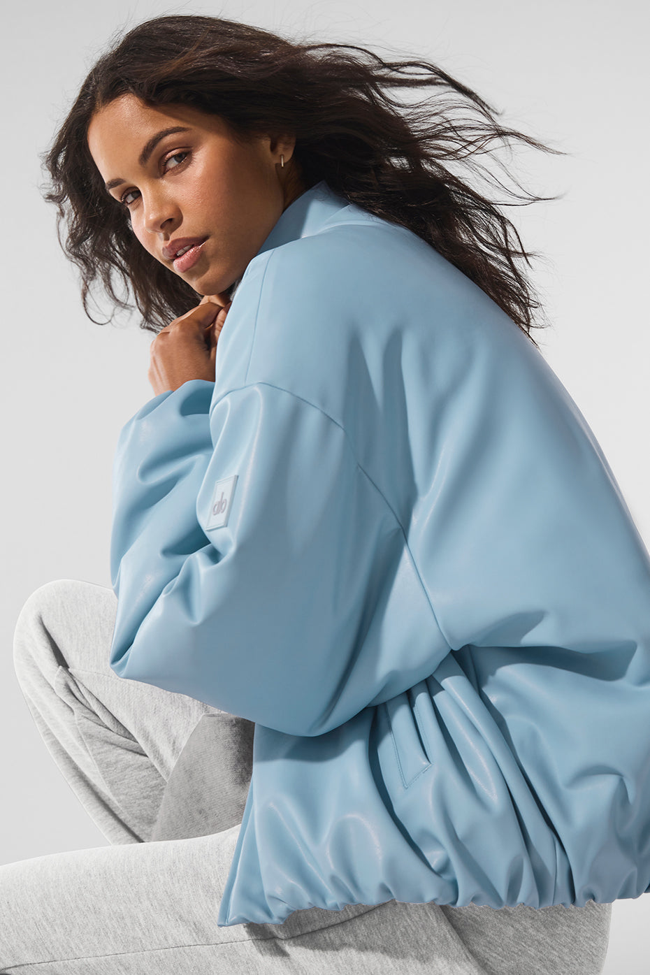 Blouson aviateur Premier en simili cuir - Bleu céleste