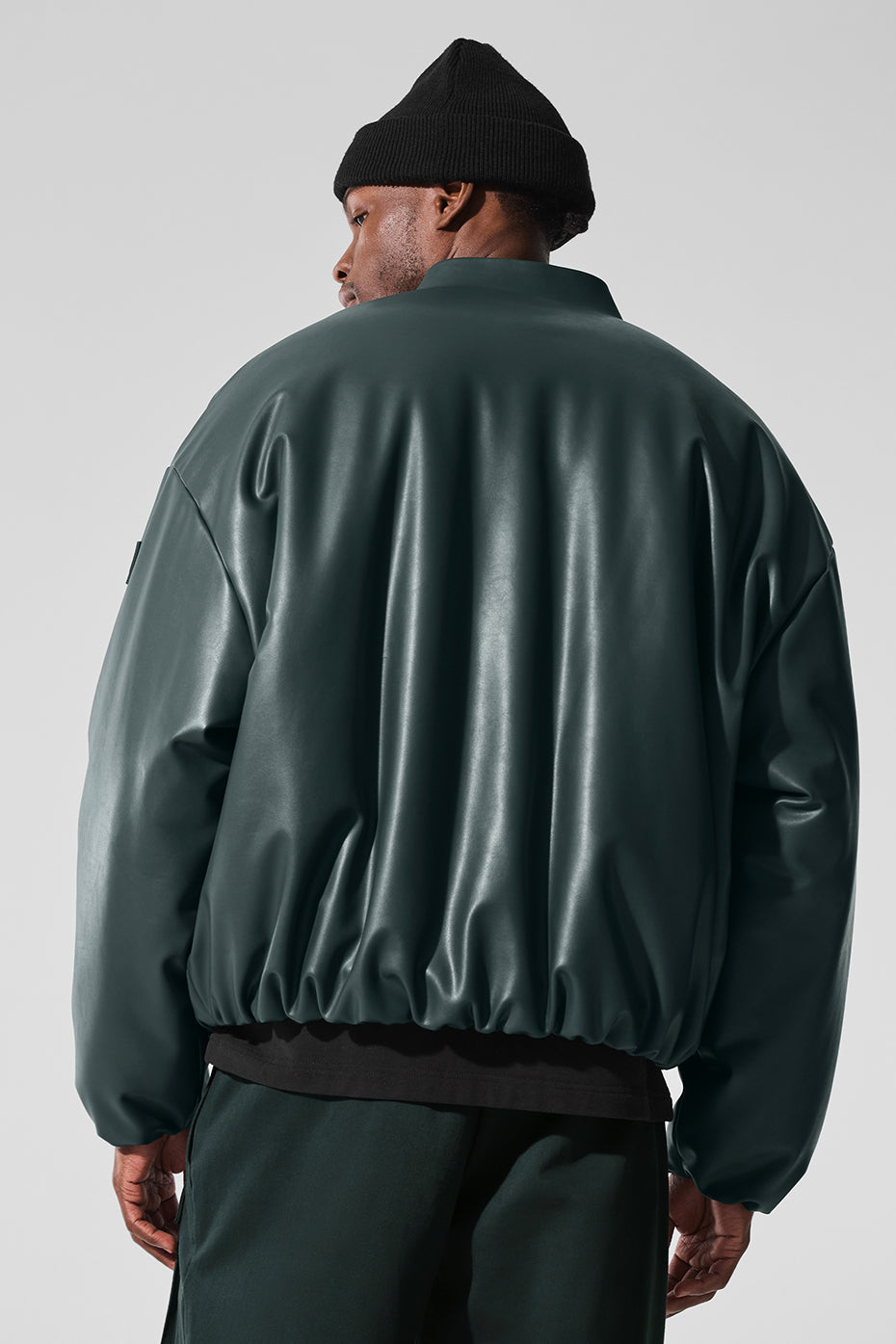 Blouson aviateur Premier en simili cuir - Vert charbon