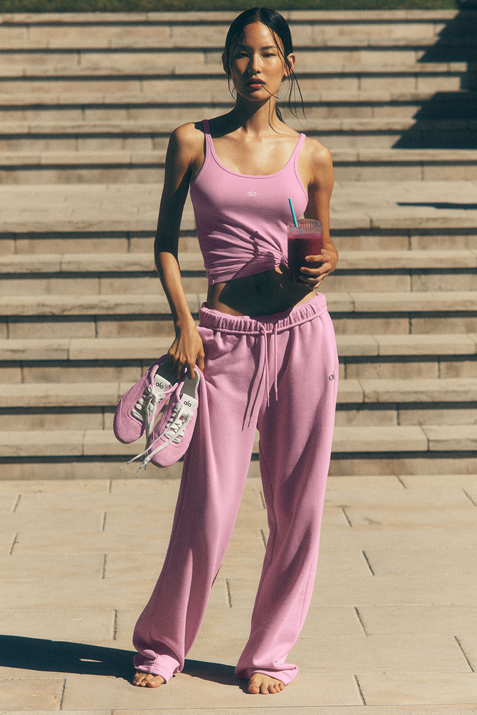 Pantalon de jogging droit Accolade - Rose cœur de bonbon