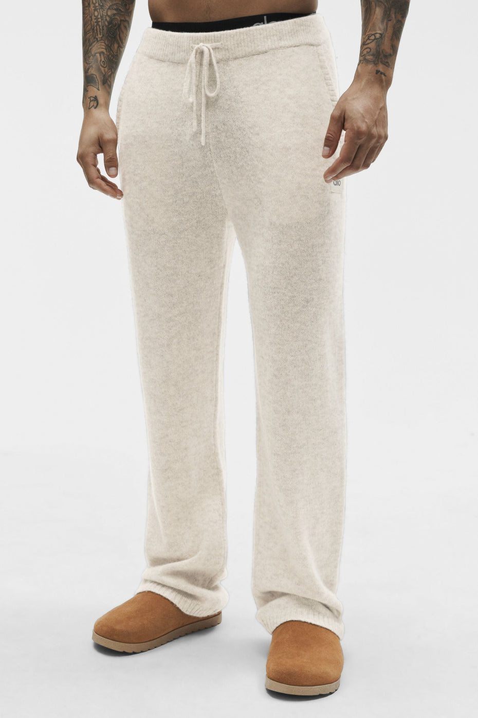 Pantalon de jogging New Class en laine et cachemire - Flocons d’avoine chiné