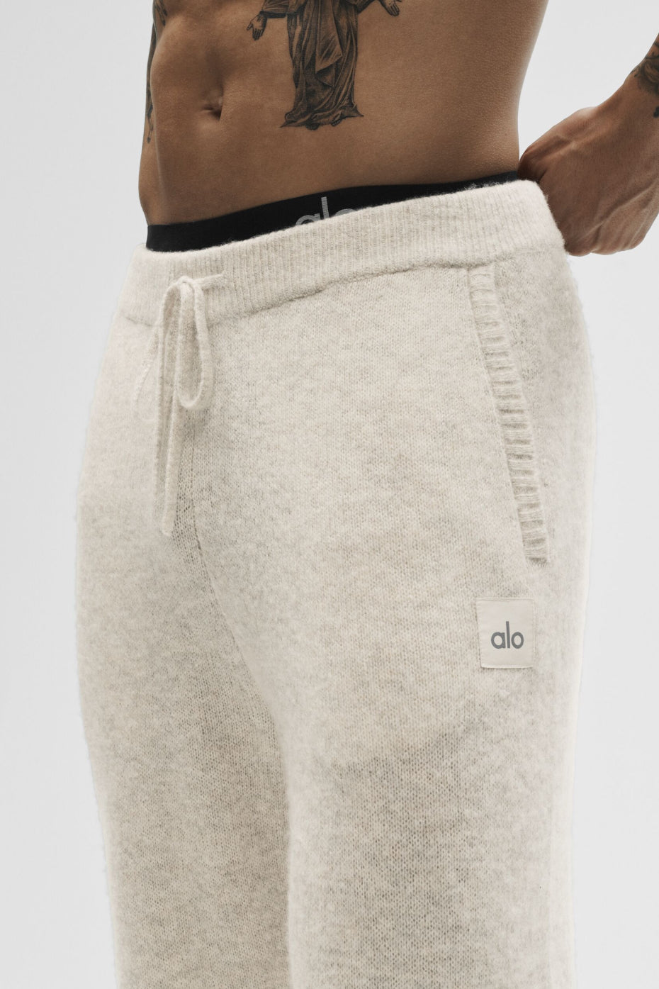 Pantalon de jogging New Class en laine et cachemire - Flocons d’avoine chiné