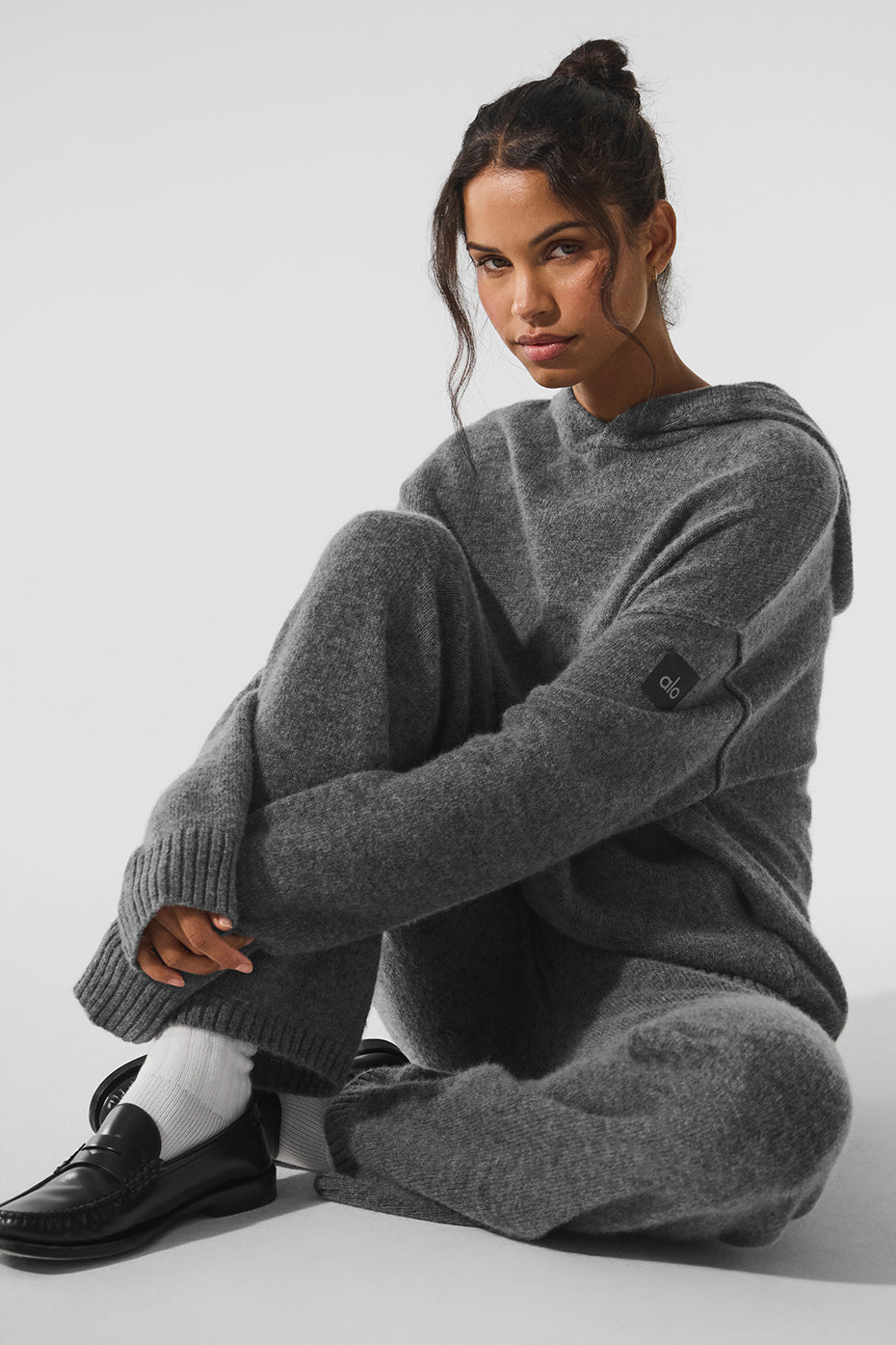 Pantalon de jogging New Class en laine et cachemire - Gris platine