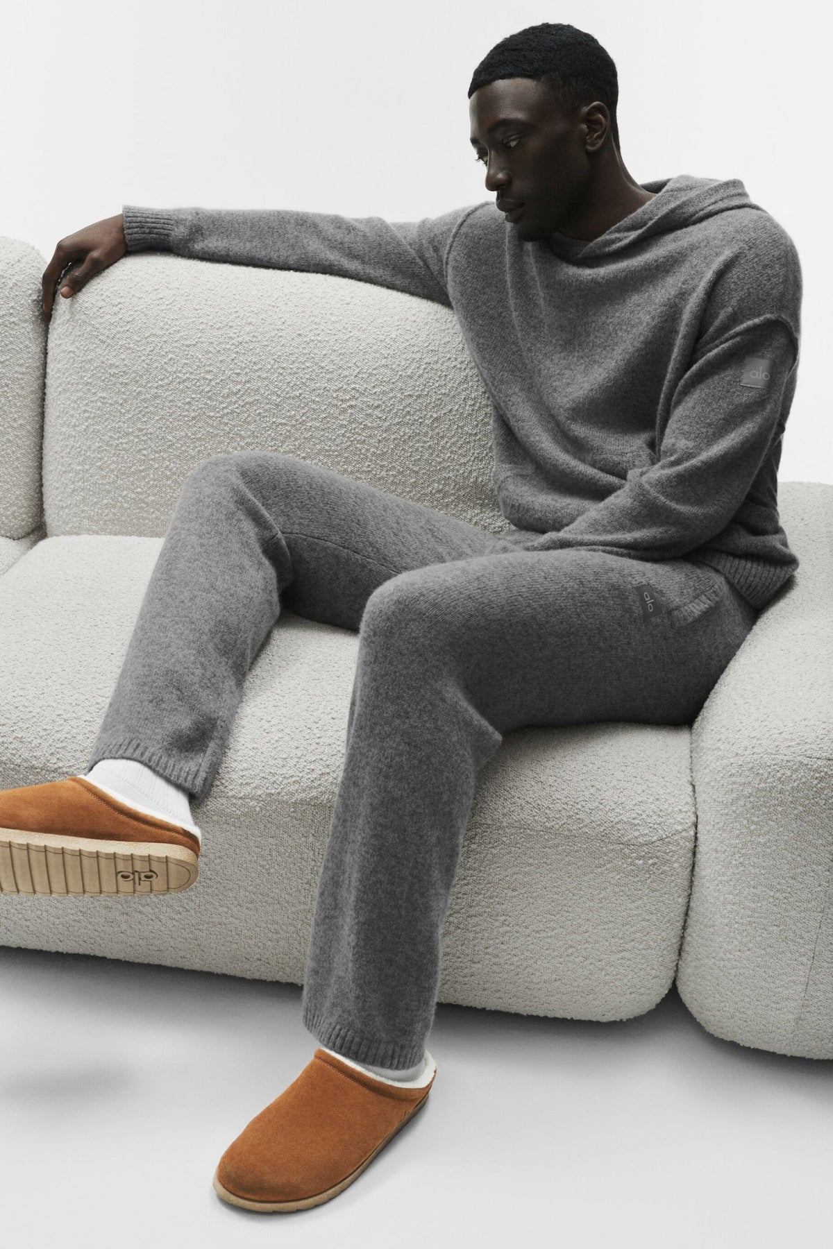 Pantalon de jogging New Class en laine et cachemire - Gris platine