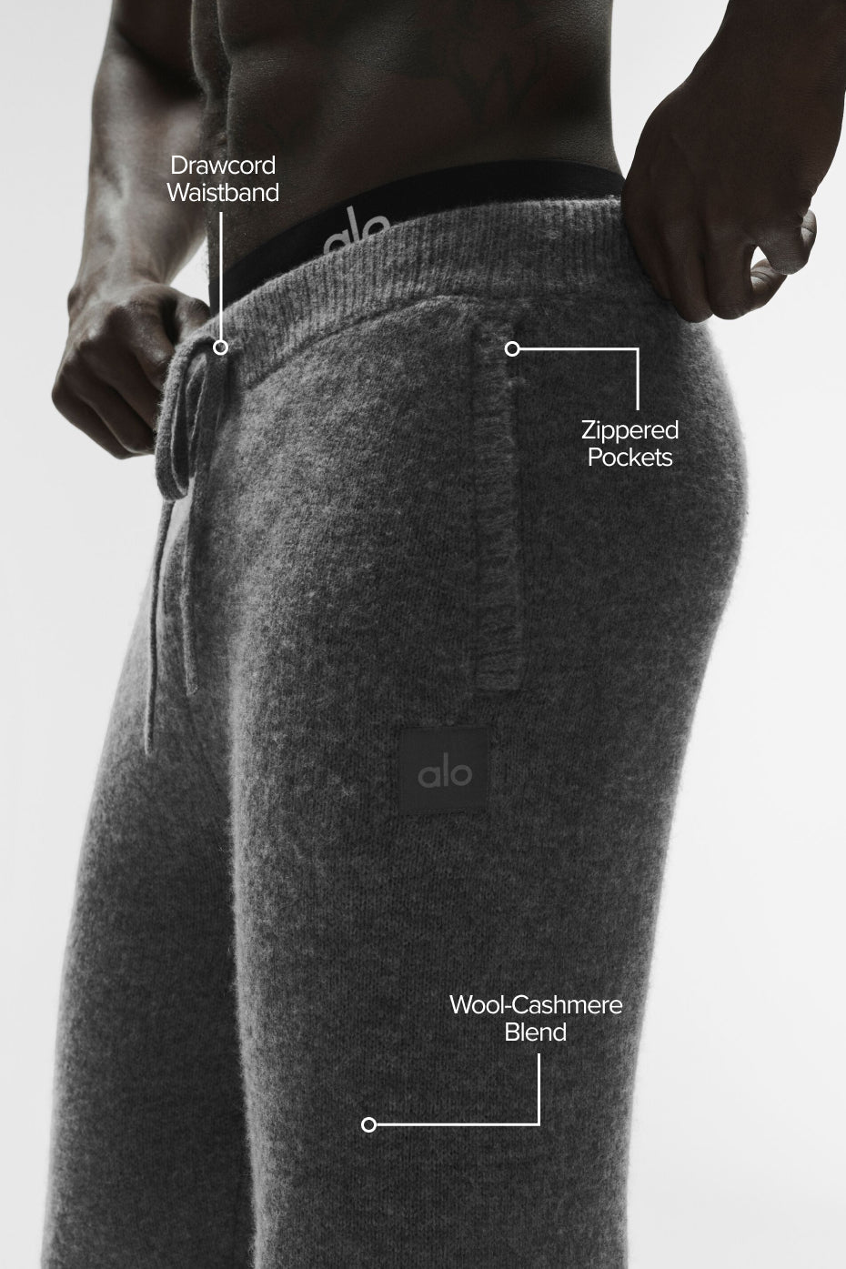 Pantalon de jogging New Class en laine et cachemire - Gris platine
