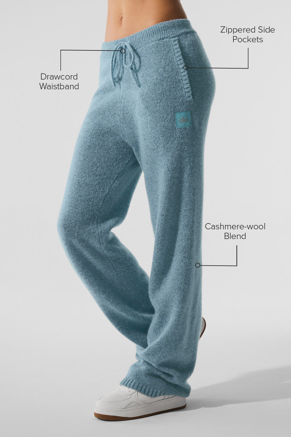 Pantalon de jogging New Class en laine et cachemire - Bleu céleste chiné granit