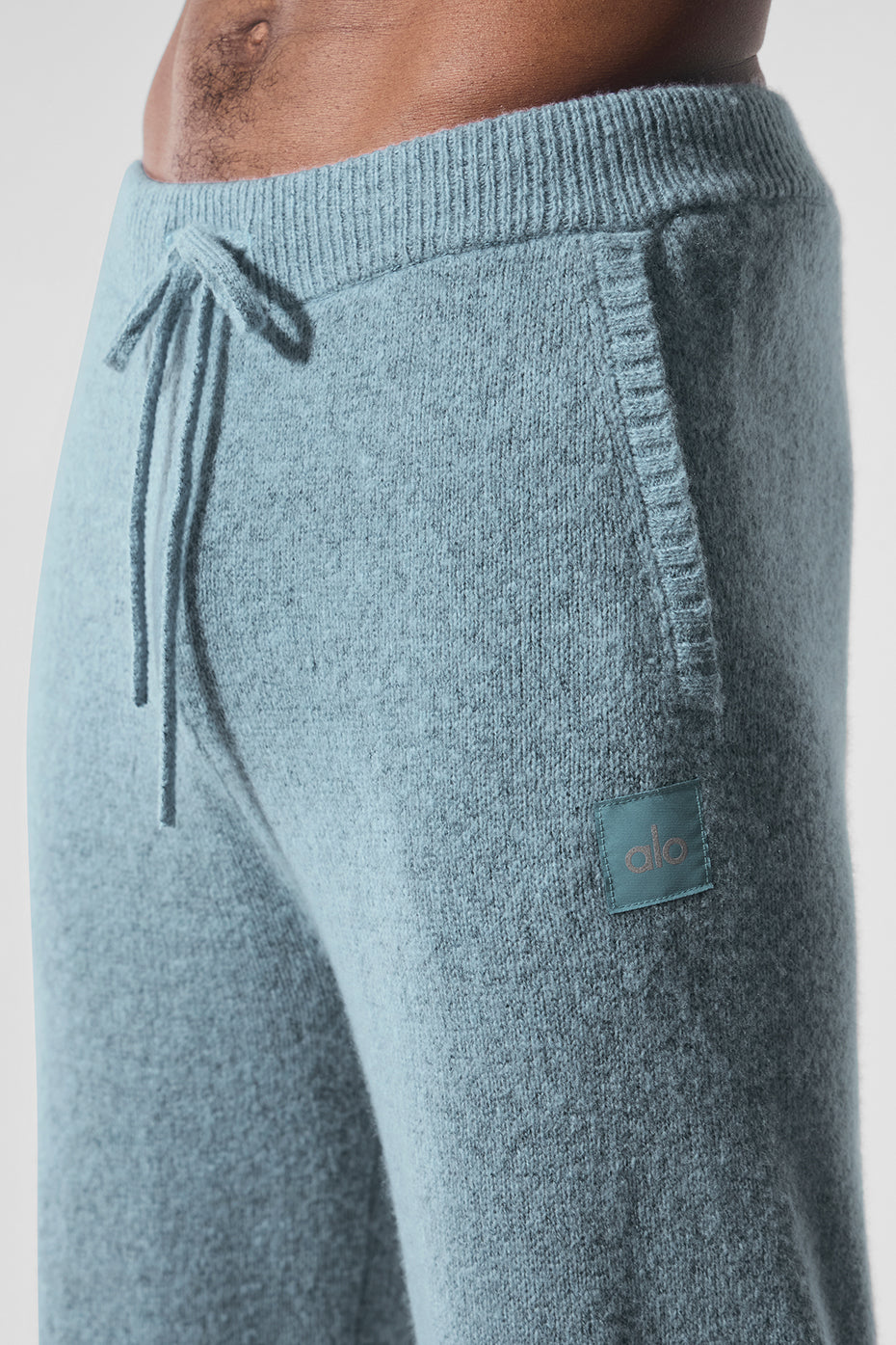 Pantalon de jogging New Class en laine et cachemire - Bleu céleste chiné granit