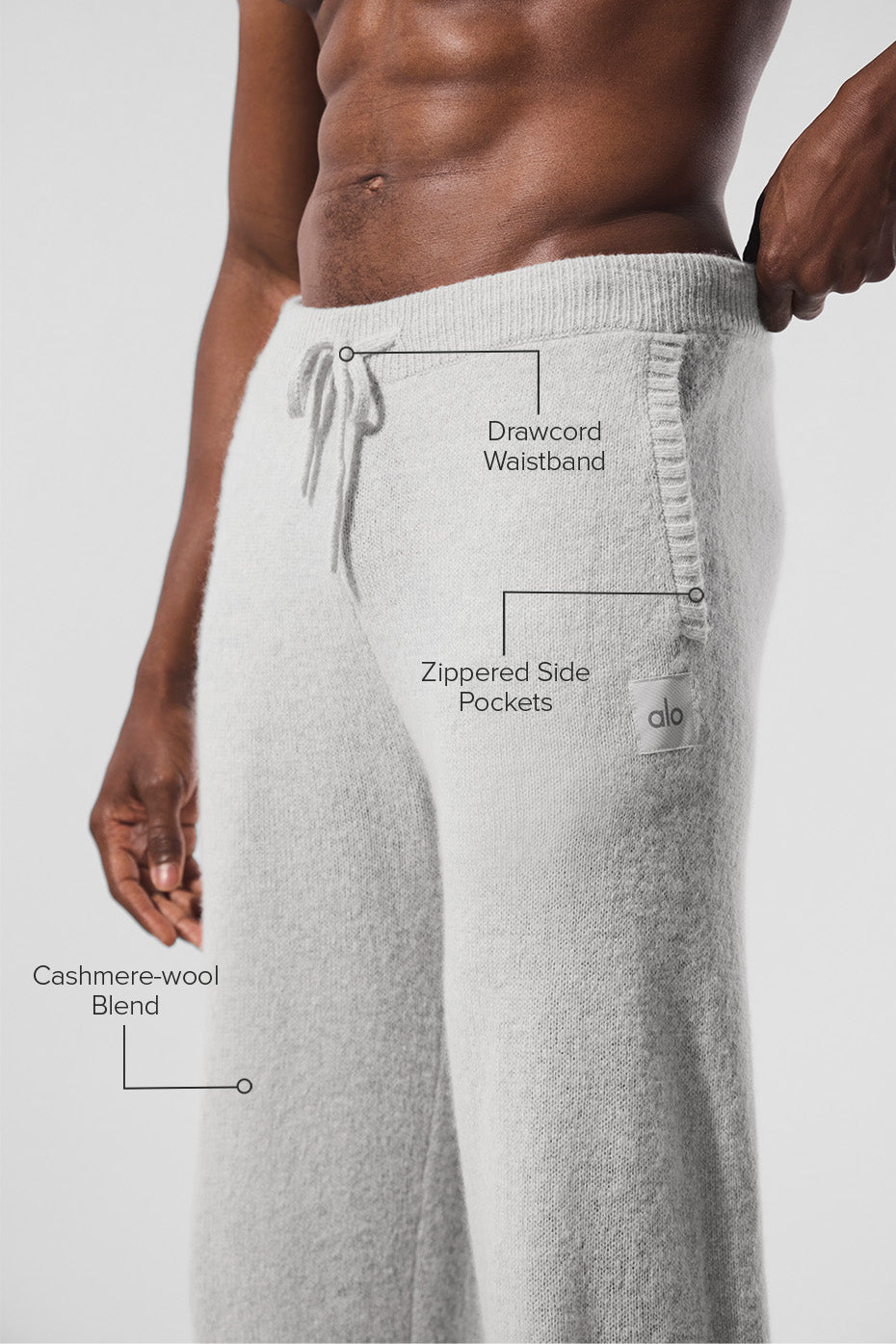 Pantalon de jogging New Class en laine et cachemire - Gris perle chiné