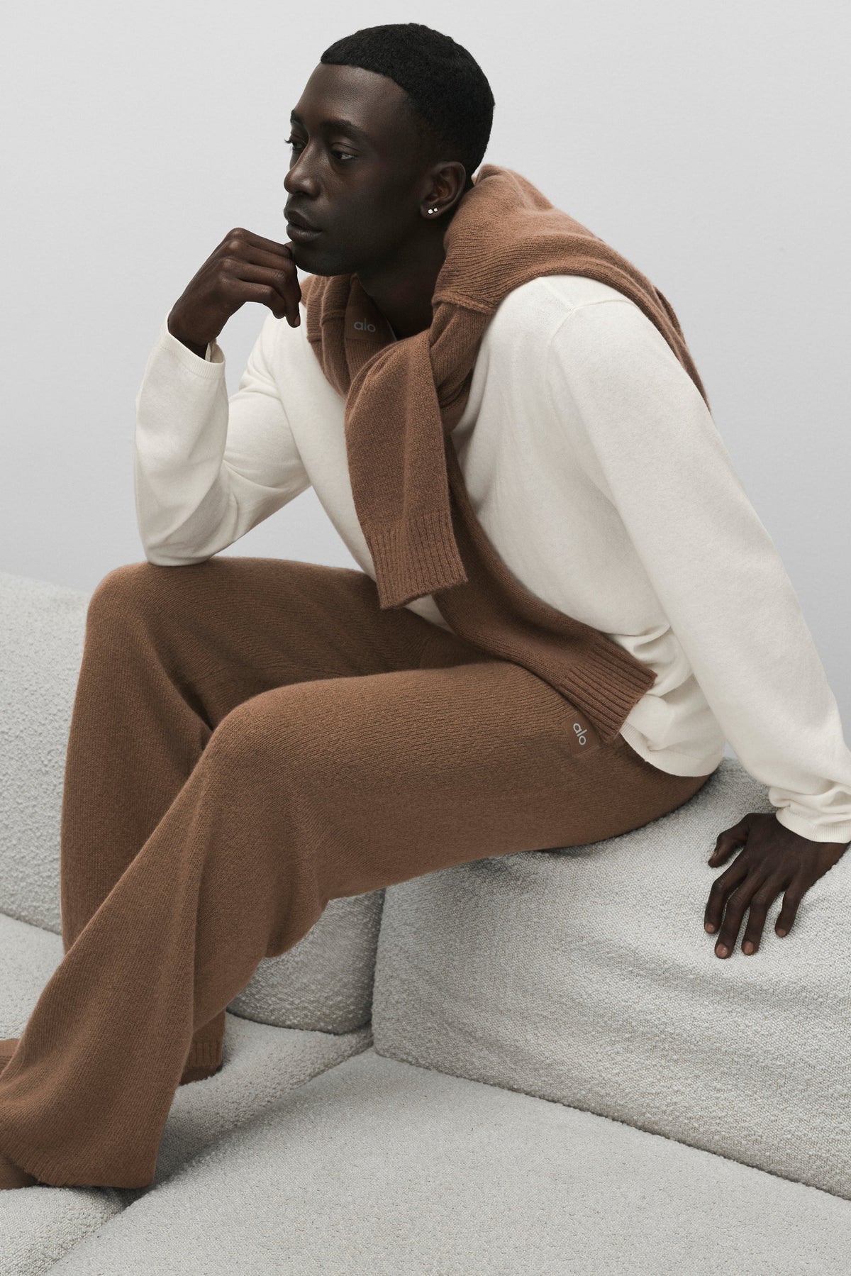 Pantalon de jogging New Class en laine et cachemire - Brun Java