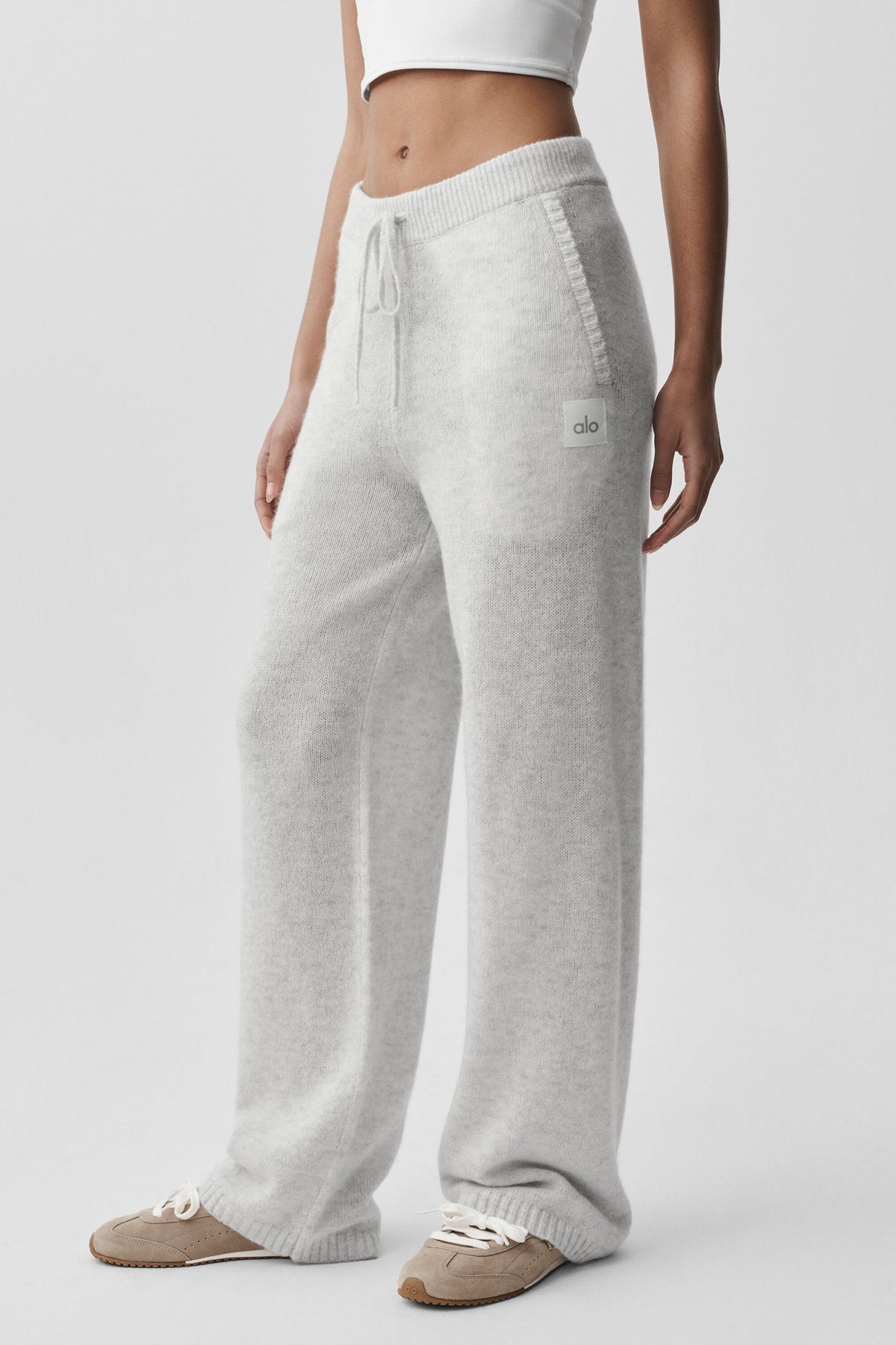 Pantalon de jogging New Class en laine et cachemire - Blanc chiné