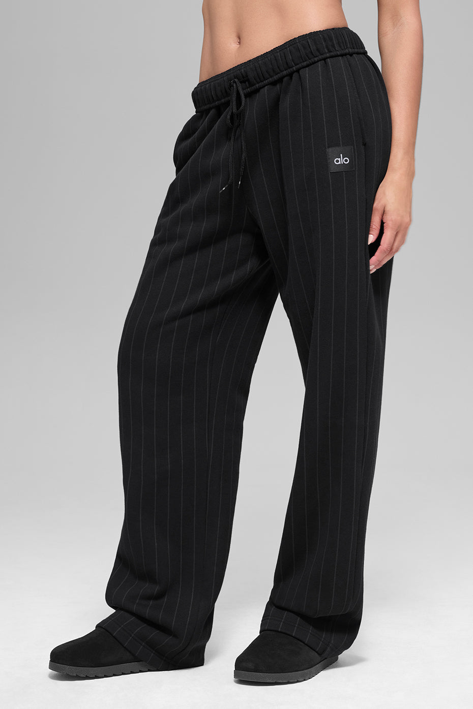 Pantalon de jogging droit à fines rayures - Noir à fines rayures