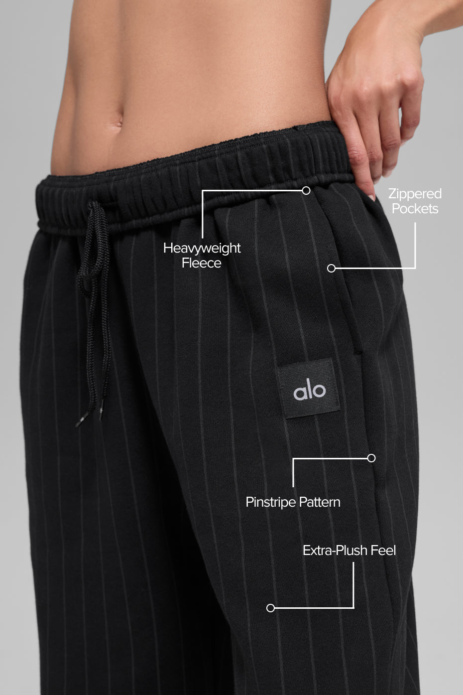 Pantalon de jogging droit à fines rayures - Noir à fines rayures