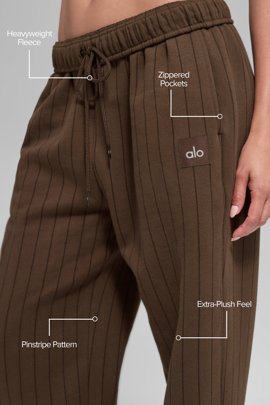 Pantalon de jogging droit à fines rayures - Espresso à fines rayures