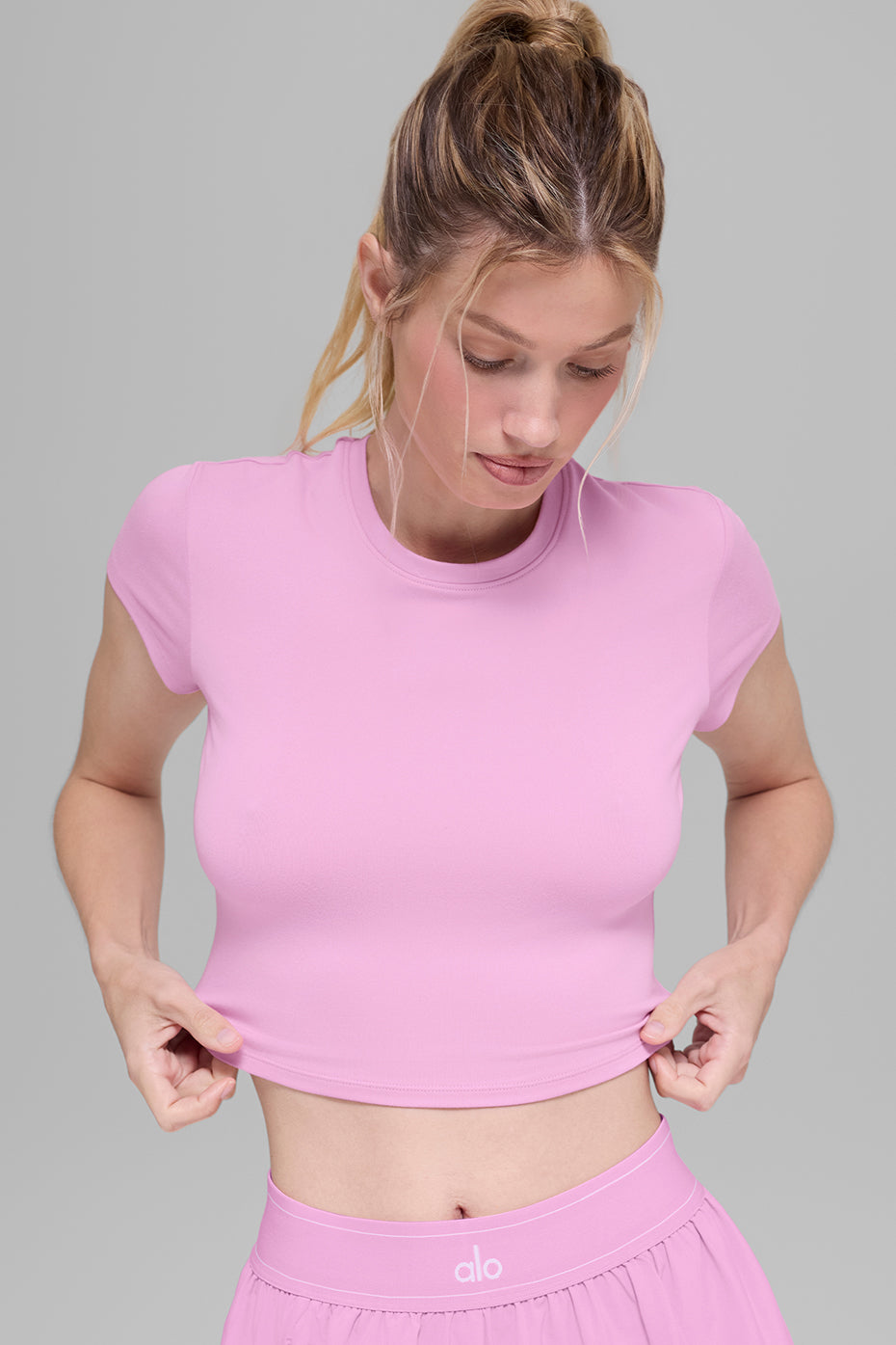 Haut court à manches courtes Alosoft Finesse - Rose cœur de bonbon